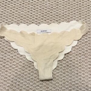 Marysia Swim Cream Scalloped Bikini Bottom Size Small